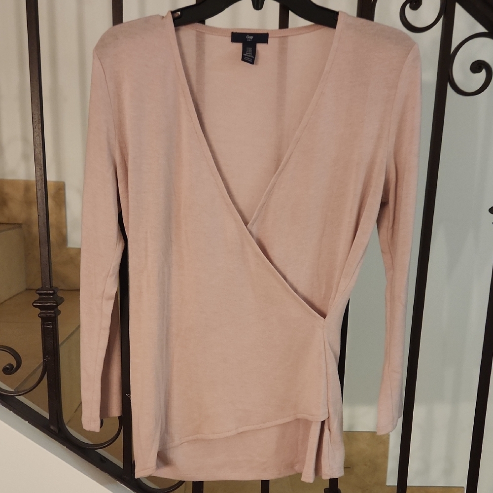 GAP Soft Pink Wrap Blouse